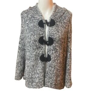 BCBG MAXAZRIA Hooded Cape Poncho  Sweater Mohair Gray Black Size Med